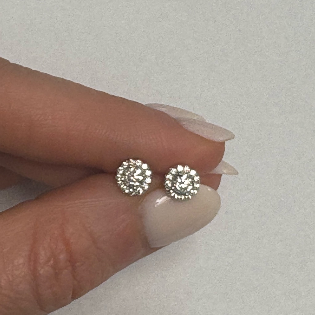 Suzy Levian Sterling Silver Halo White Cz Stud Earrings Nwt Sample